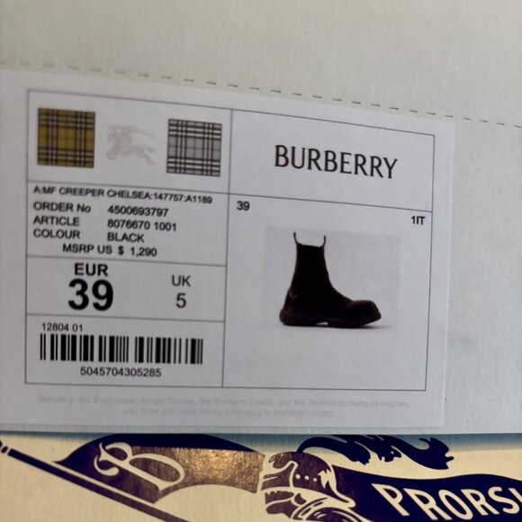 Burberry Black Creeper Chelsea Boots Men's size 39 EUR, UK 5, US 6 Unisex style - Picture 4 of 7